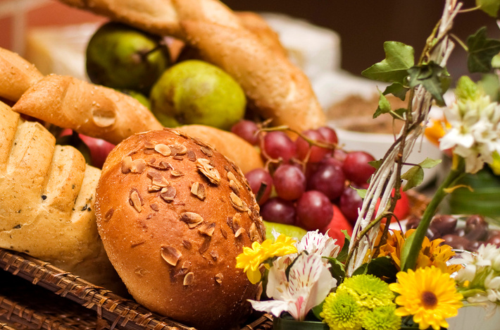 Bread and fruits